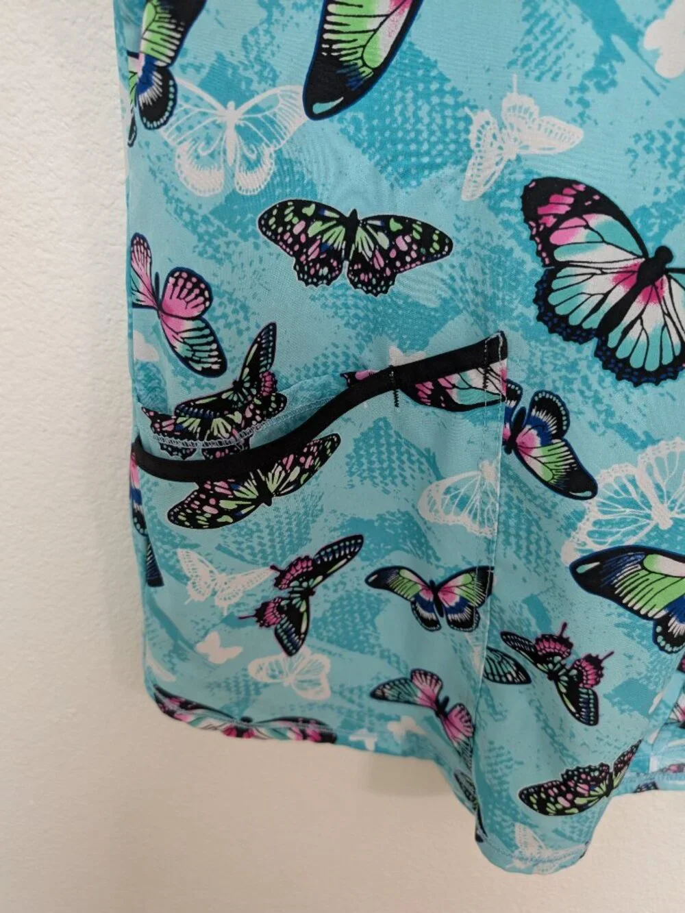 ScrubStar Blue Butterfly Womens Scrub Top Small